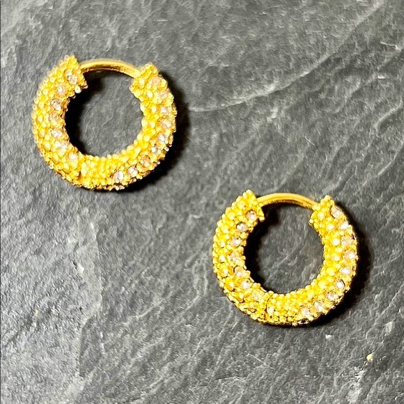 🍋2/$30 New Pave Crystal Huggie Hoops - Picture 4 of 4